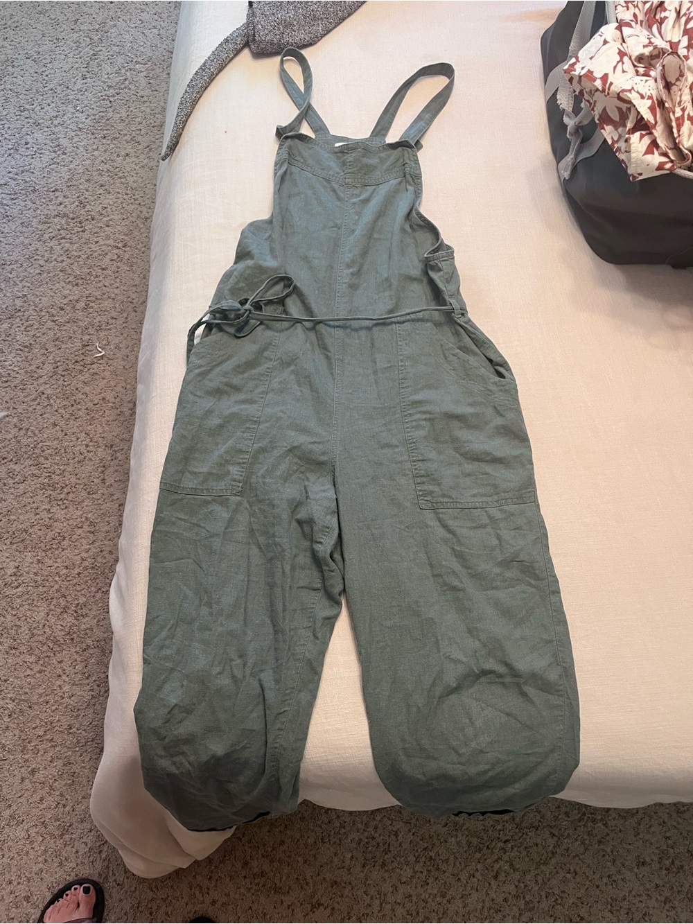 Universal Thread Olive Green Linen-Blend Jumpsuit Romper